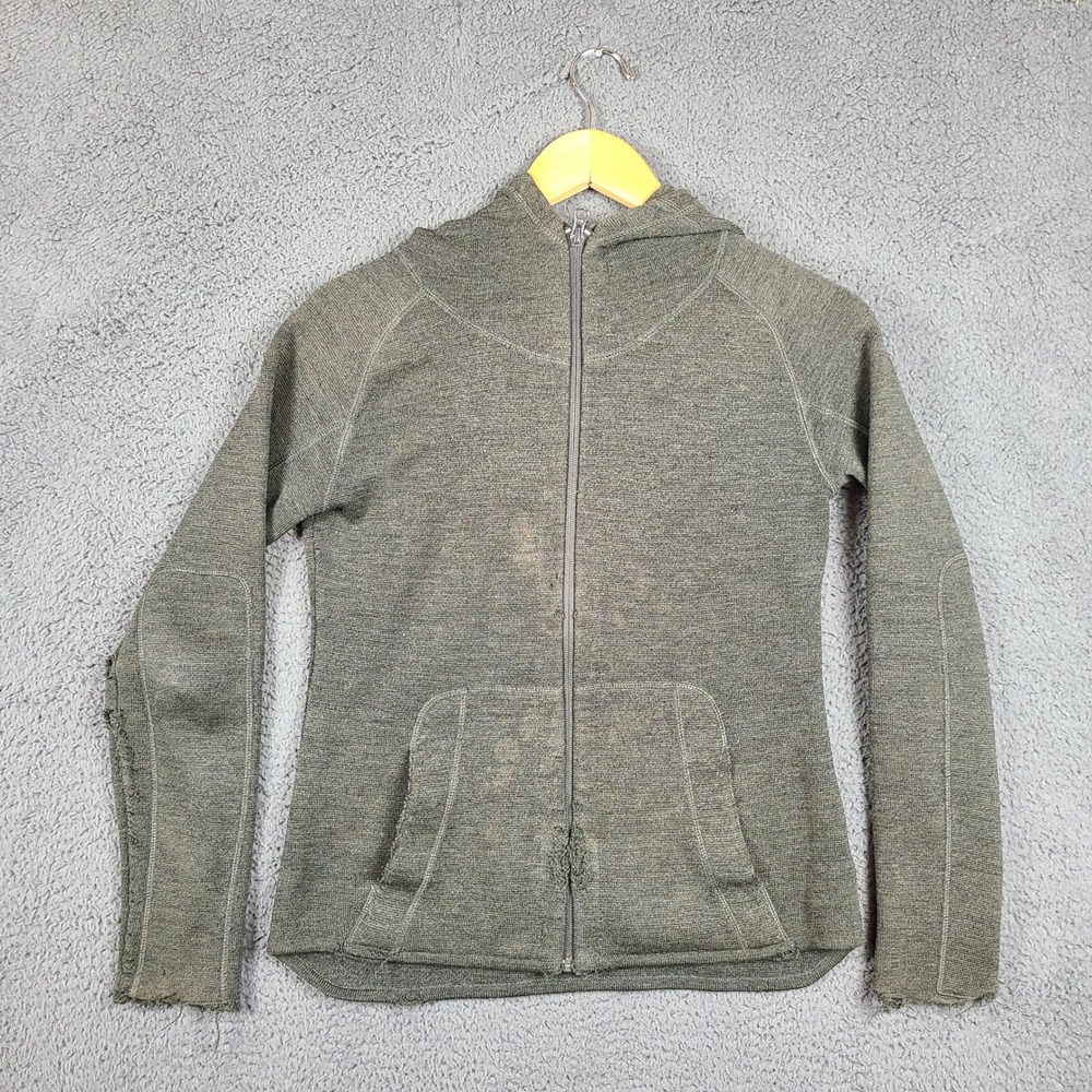Triple Aught Design TAD Artemis Merino Wool Hoodie Green Womens Medium Full Zip
